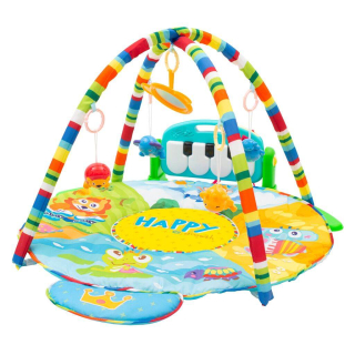 Baby Mix Care - Hrací deka s piánkem - Safari, multicolor