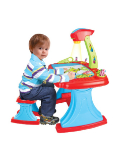 Baby Mix Play World - Dětská tabule s projektorem a židličkou - modrá
