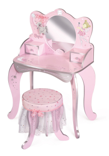 DeCuevas Magic Maria - Dřevěný toaletní stolek se zrcadlem a dřevěnou židličkou