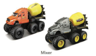Maisto Toys - Builder Zone Quarry monsters, užitkové vozy, míchačka, 21 cm